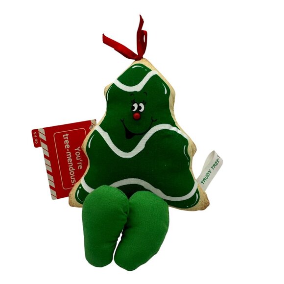 Hallmark Trudy Tree-T Plush Christmas Tree Ornament With Legs 1986 - Picture 1 of 6